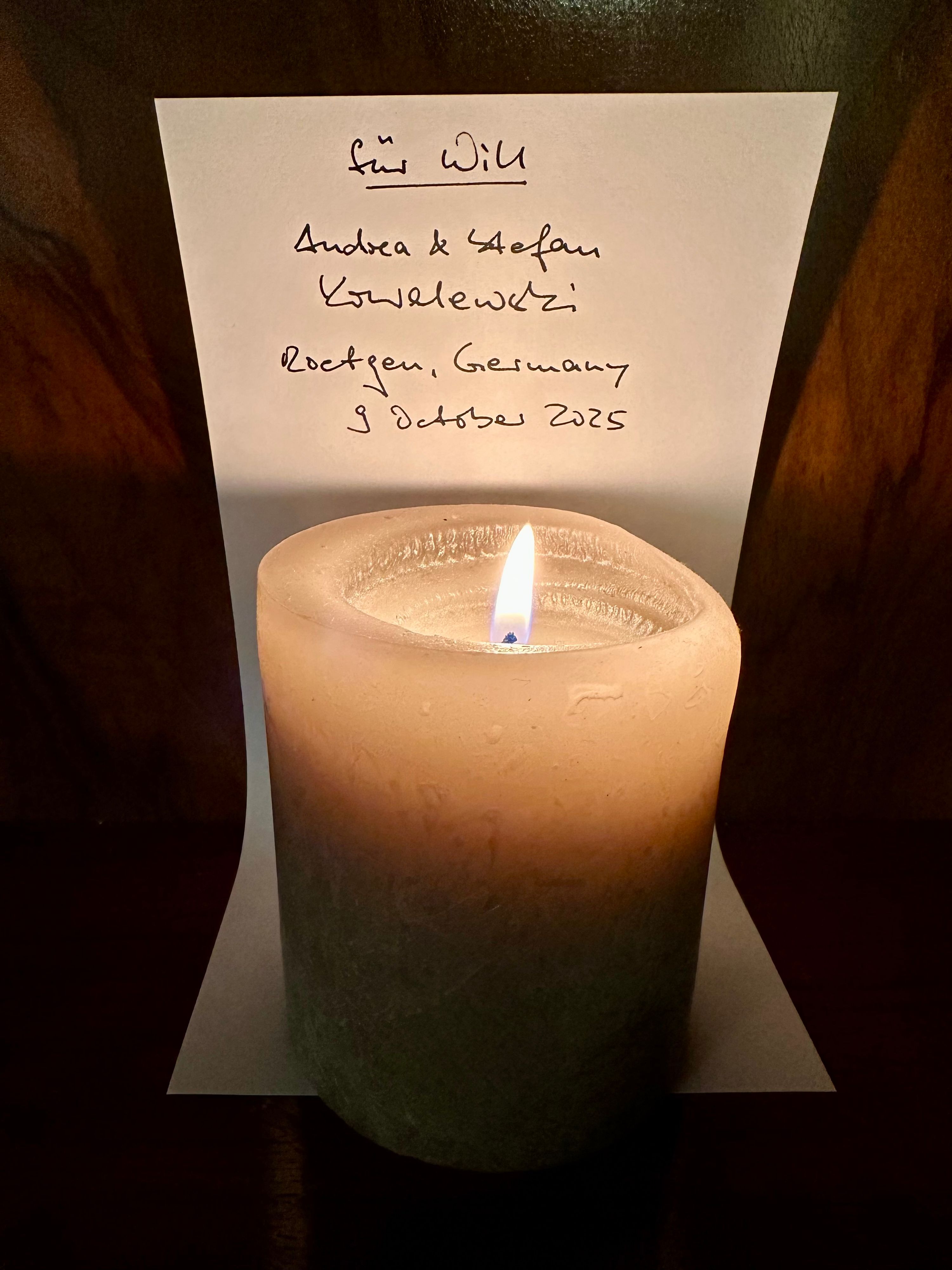 Candle lit by Andrea and Stefan Kowalewski