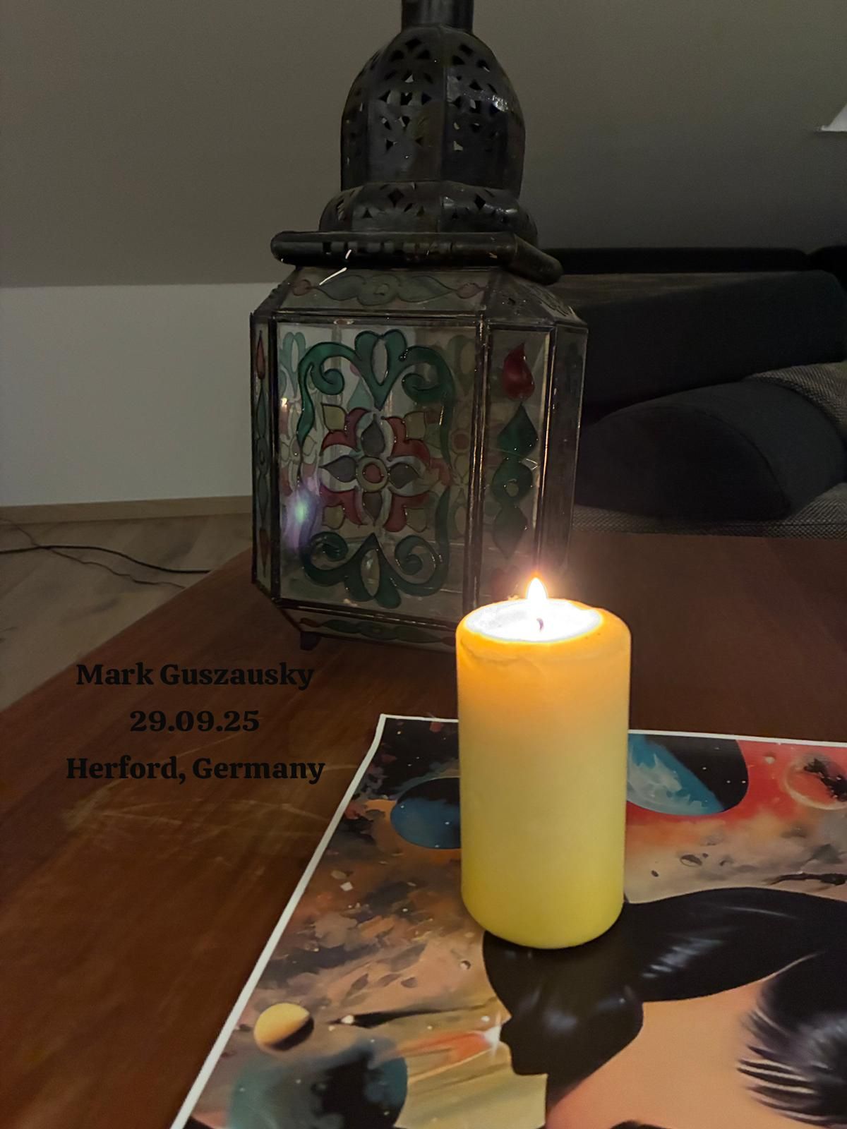 Candle lit by Mark Guszausky